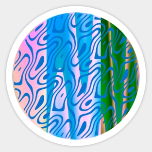 Silhouette Circle Abstract Ripple Blue Pink Green Sticker
